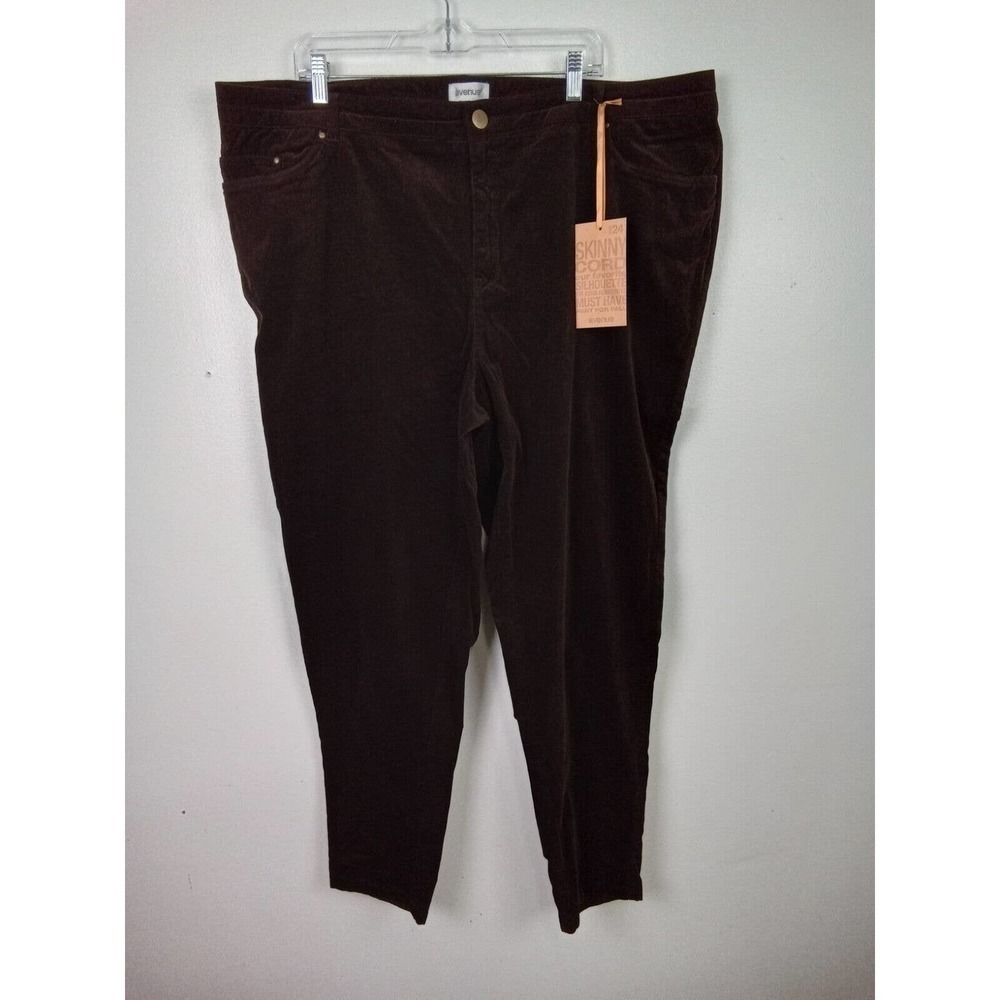Avenue Pants Womens Size 24 Corduroy Brown Skinny Plus Size NWT